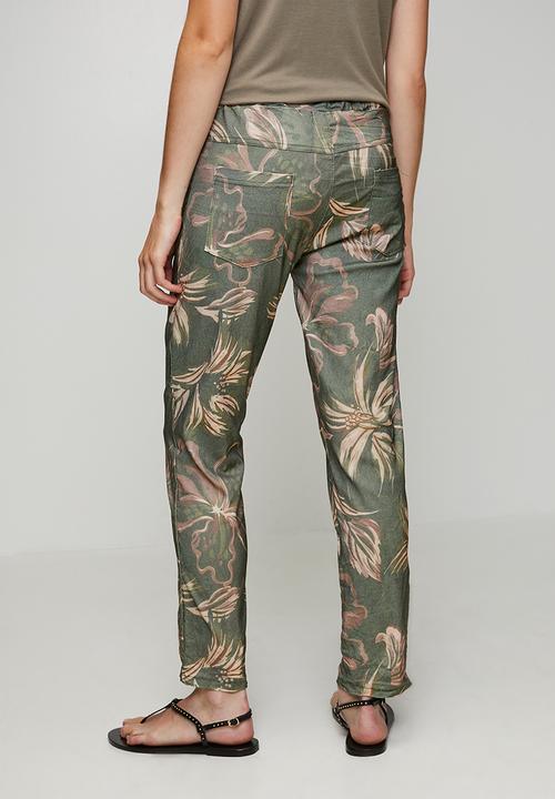 Stella Morgan - Made In Italy Drawcord Printed And Creased Jogger - Khaki
