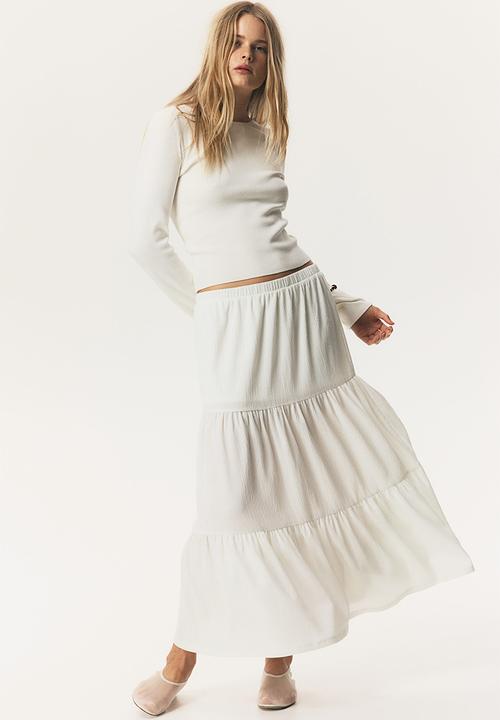 H&M - Tiered midi skirt - white