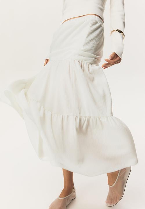 H&M - Tiered midi skirt - white