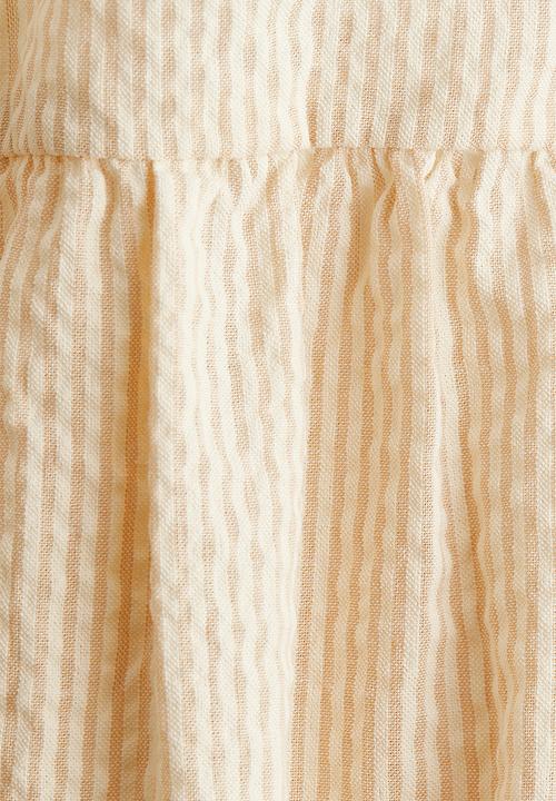 H&M - Cotton seersucker top - light beige striped
