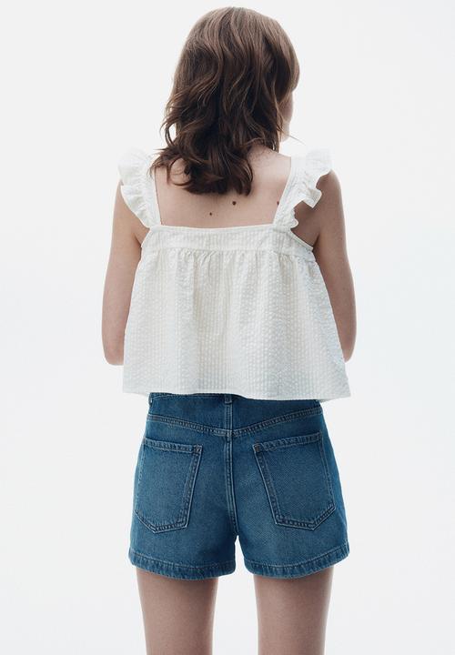 H&M - Cotton seersucker top - white