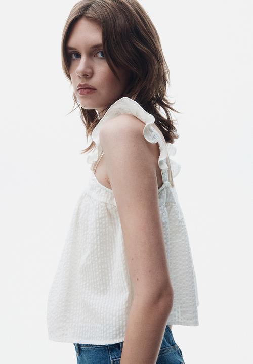 H&M - Cotton seersucker top - white
