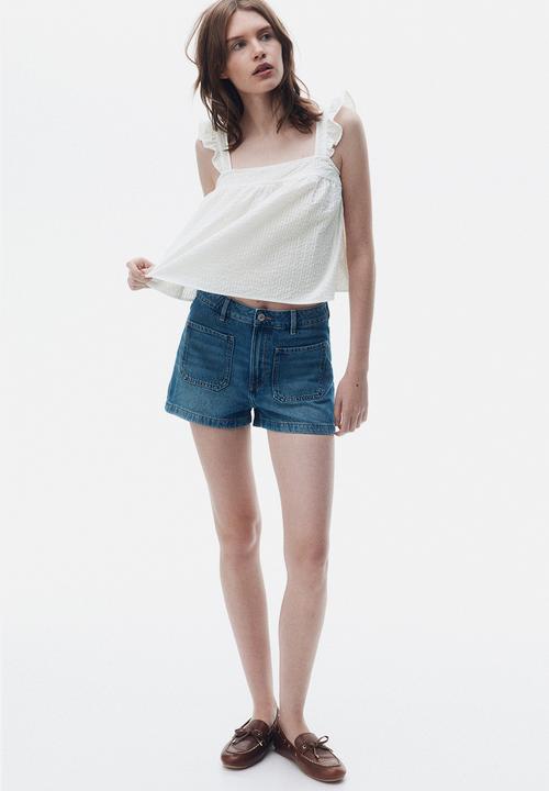 H&M - Cotton seersucker top - white