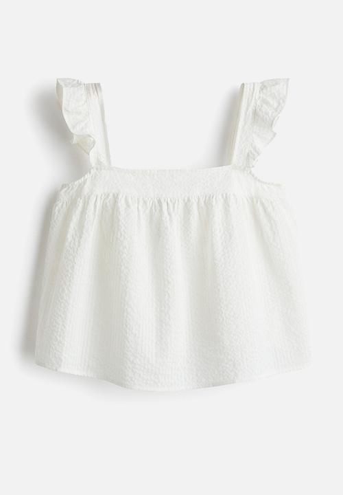 H&M - Cotton seersucker top - white