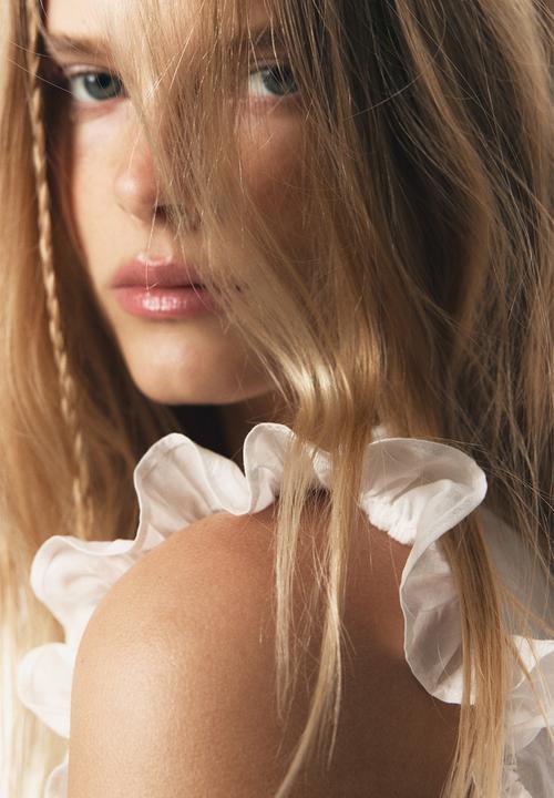 H&M - Frill-trimmed cotton top - white