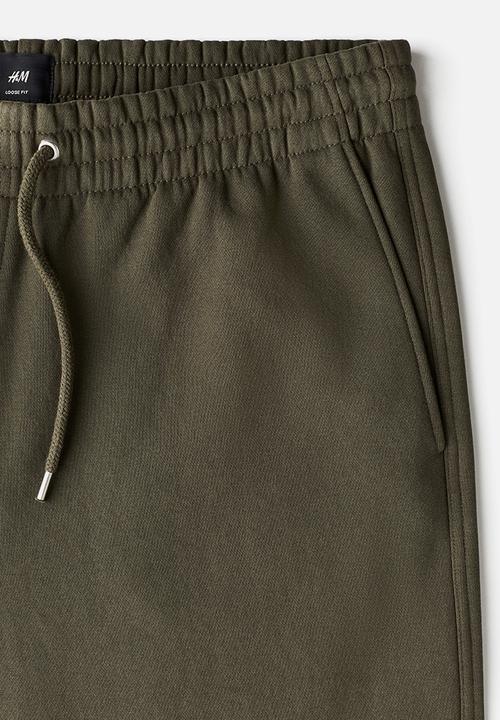 H&M - Loose fit sweatpants - khaki green 