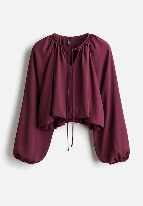 H&M - Bubble-hem blouse - dark pink