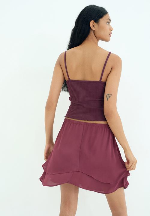 H&M - Flared mini skirt - burgundy 