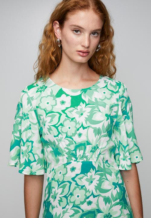 Izabel London - Easy Wearing Maxi Dress With Waist Seam Line And Smock Detail - Teal