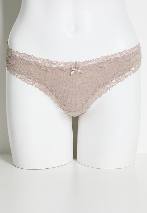 H&M - 3-Pack cotton and lace brazilian briefs - mole-melange