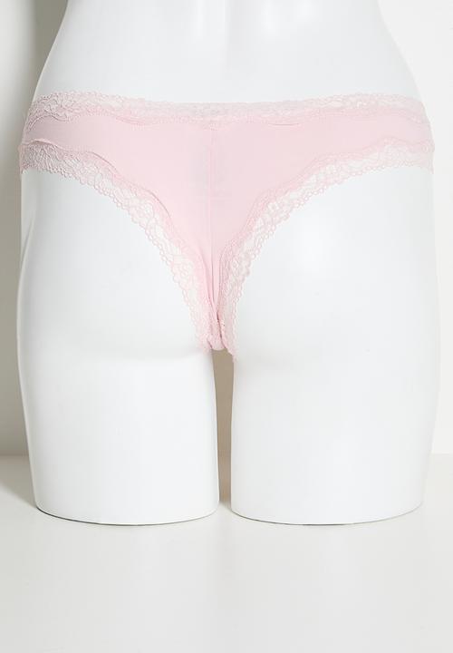 H&M - 3-Pack cotton and lace brazilian briefs - white