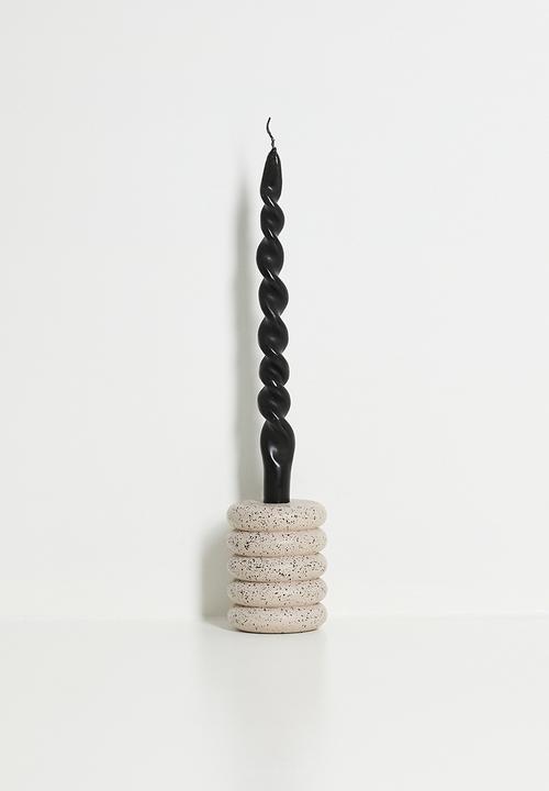 H&S - Twisted candle set of 2 - Black
