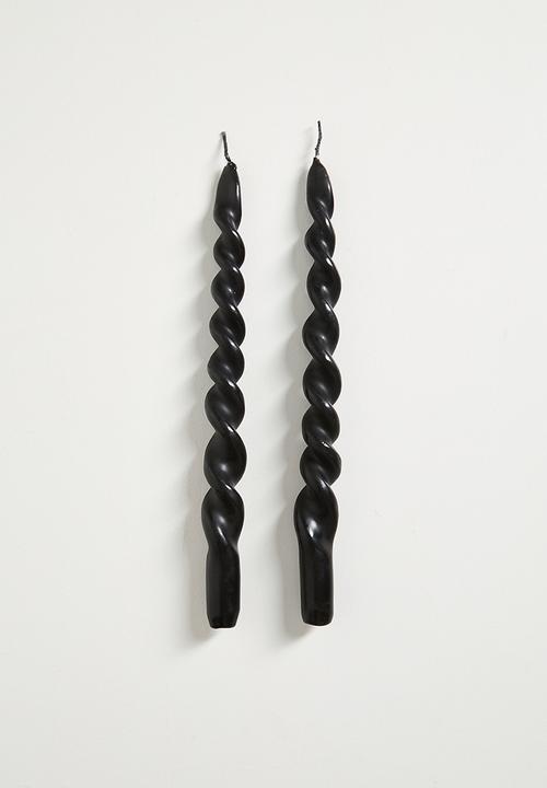 Twisted candle set of 2 - Black