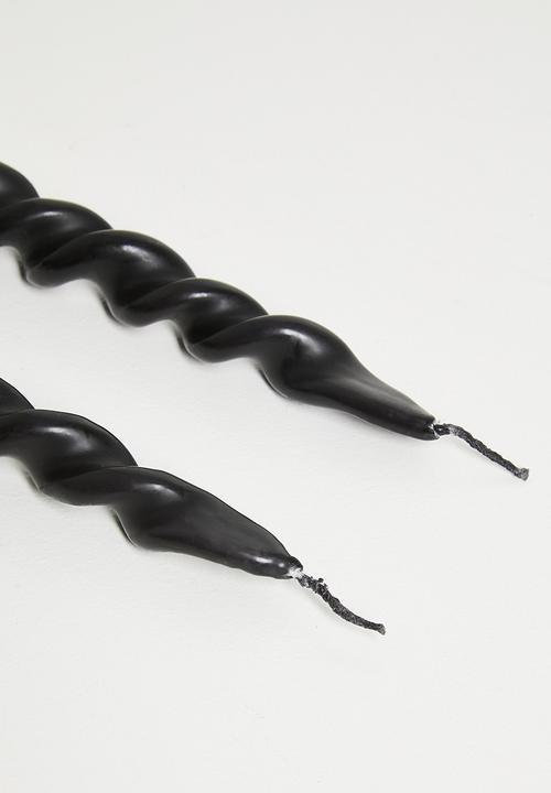 H&S - Twisted candle set of 2 - Black