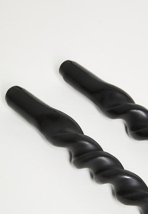 H&S - Twisted candle set of 2 - Black