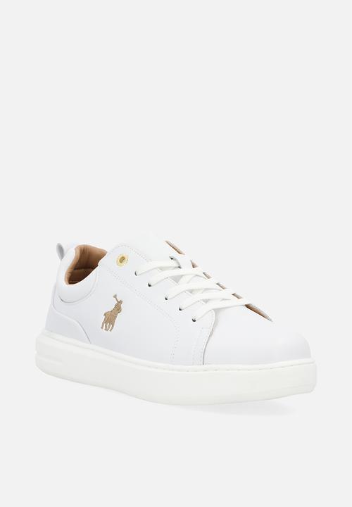 POLO - Classic leather sneaker - white & gold