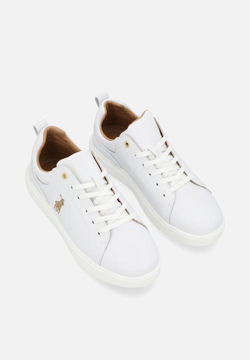 POLO - Classic leather sneaker - white & gold