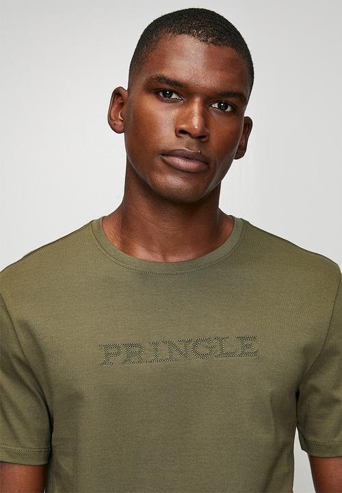 Pringle of Scotland - Roger Embroidery Tee - Olive