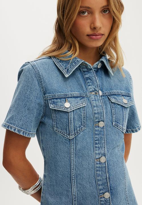 Cotton On - Short sleeve dress - pisces blue