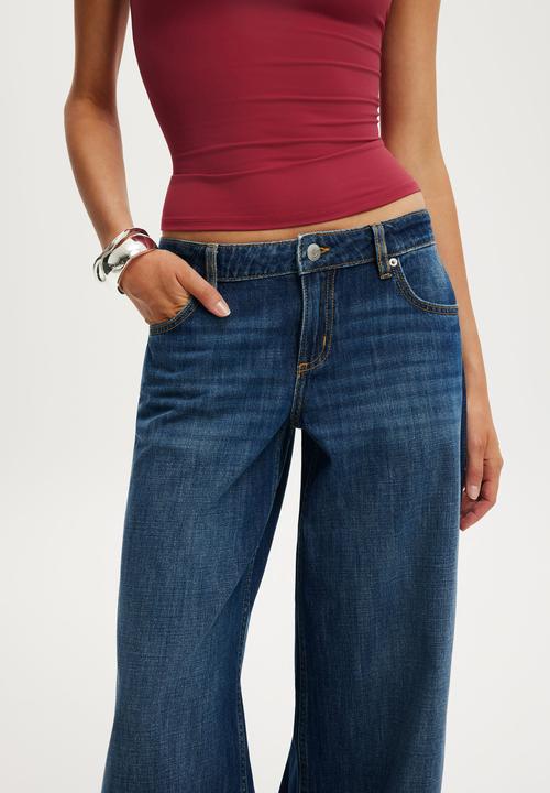 Cotton On - Low rise wide jean - scorpio blue