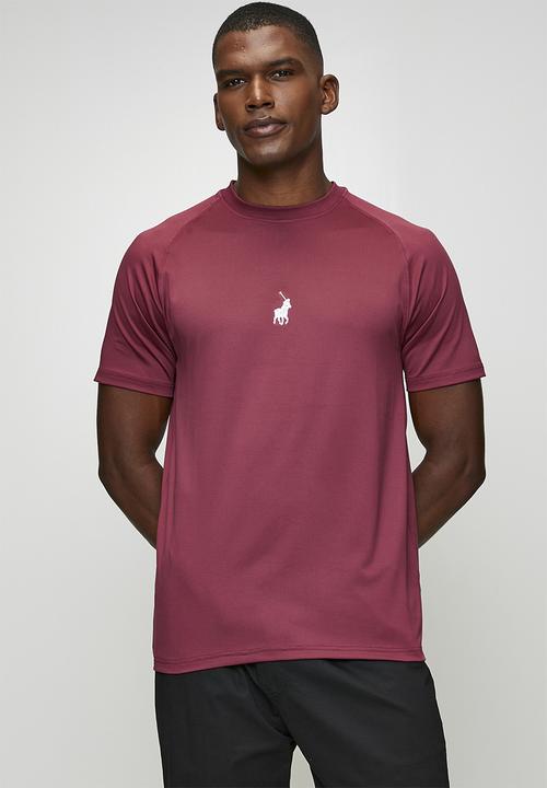 POLO - Karabo Sport Short Sleeve Printed Tech Tee - Maroon