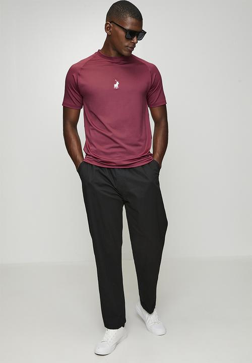 POLO - Karabo Sport Short Sleeve Printed Tech Tee - Maroon