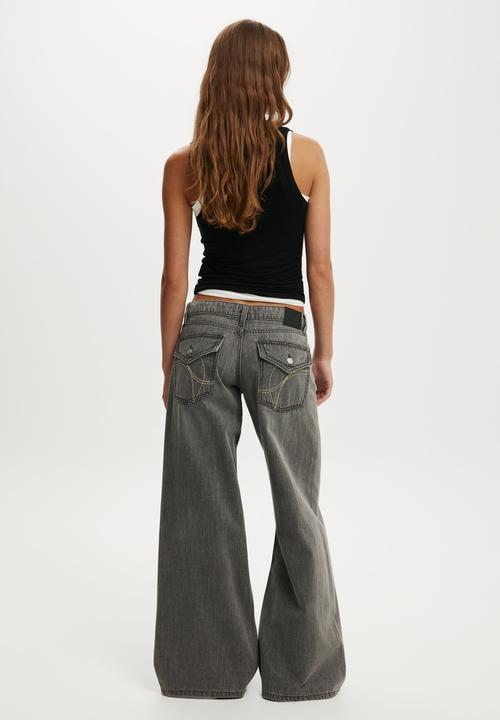 Cotton On - Low rise wide jean - luna grey stitch