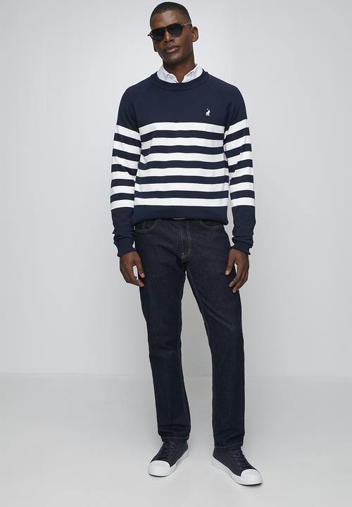 POLO - Segal Essential Cotton Crew Ls Knitwear  - Navy