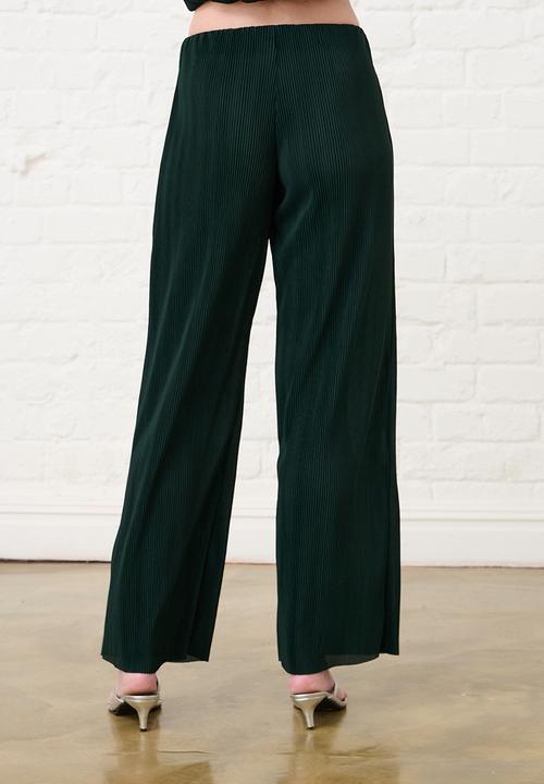 Me&B - Pull on Plisse Pants - Bottle Green
