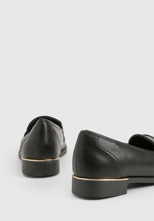 boohoo - Gold trim basic loafers - black