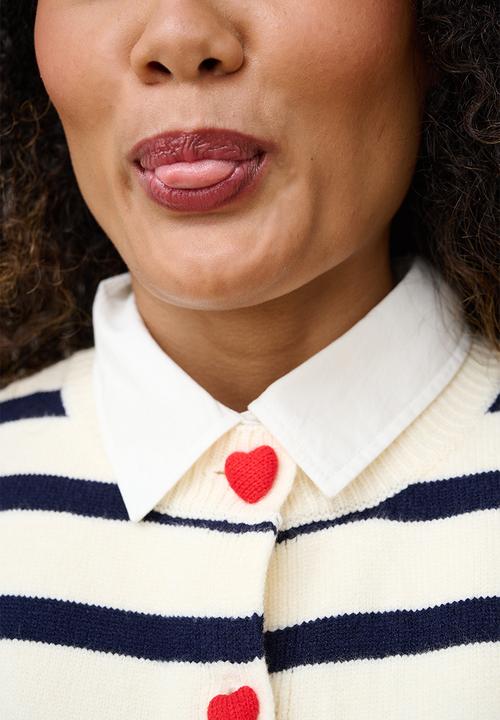 Me&B - Knitwear Vest with Heart Buttons - Navy Stripe
