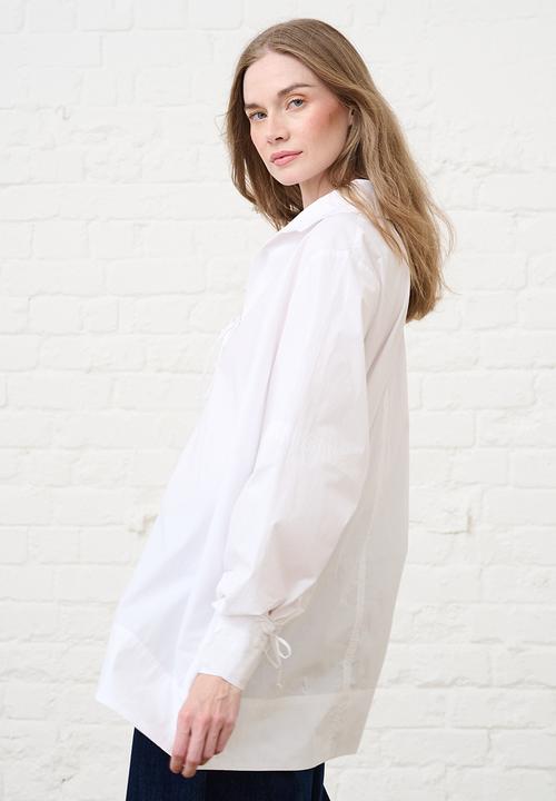 Me&B - Cotton Tie Detail Blouse - White