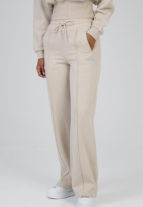 SISSY BOY - Fables Track Pants Glitter Fleece Wide Leg Sweat Pants - Stone