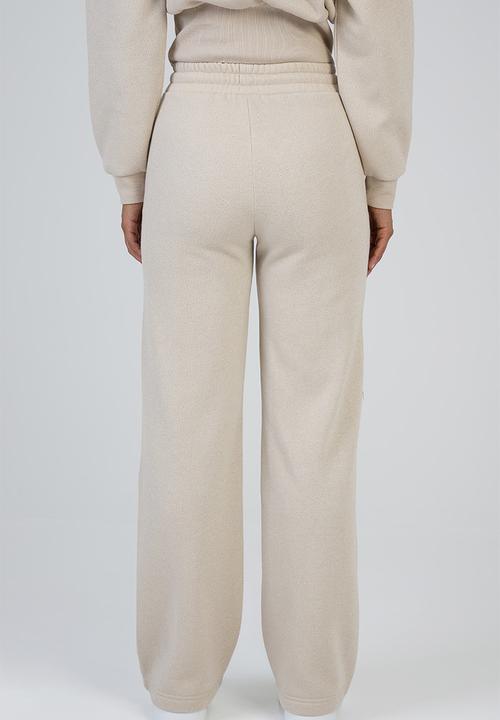 SISSY BOY - Fables Track Pants Glitter Fleece Wide Leg Sweat Pants - Stone