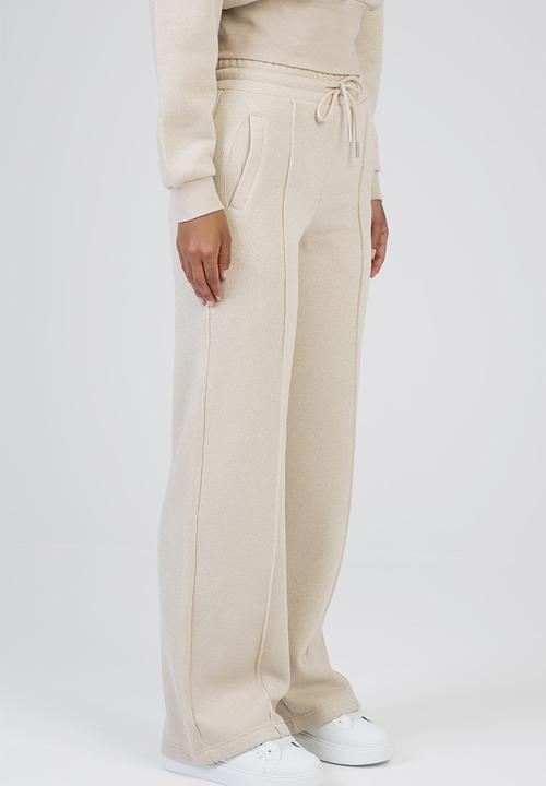 SISSY BOY - Fables Track Pants Glitter Fleece Wide Leg Sweat Pants - Stone