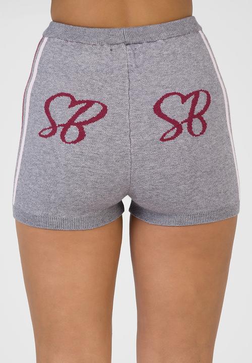 SISSY BOY - Most Loved Knit Shorts Knit Shorts With Branding - Grey/Burgundy/Pink