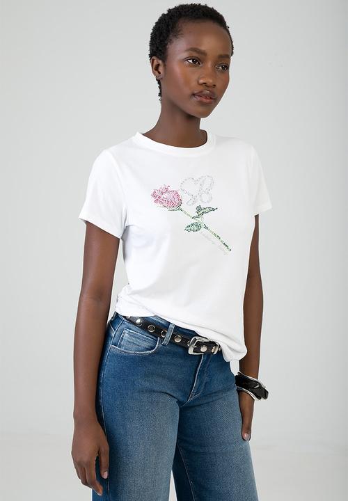 SISSY BOY - Feel Something T-Shirt Regular Tshirt With Rose Transfer - White