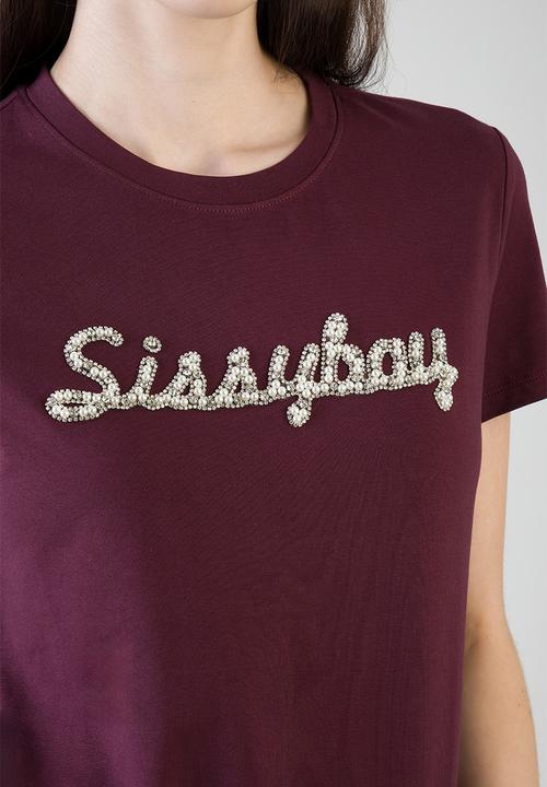 SISSY BOY - Keep It Cool T-Shirt Regular Tshirt With Raised Pearl And Bling - Burgundy