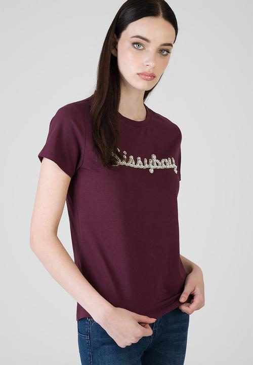 SISSY BOY - Keep It Cool T-Shirt Regular Tshirt With Raised Pearl And Bling - Burgundy