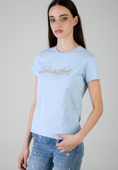 SISSY BOY - Keep It Cool T-Shirt Regular Tshirt With Raised Pearl And Bling - Pale Blue