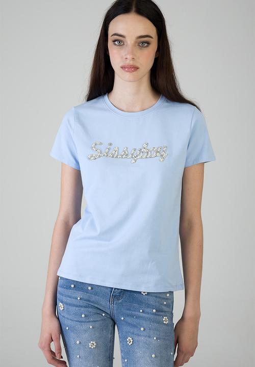 SISSY BOY - Keep It Cool T-Shirt Regular Tshirt With Raised Pearl And Bling - Pale Blue