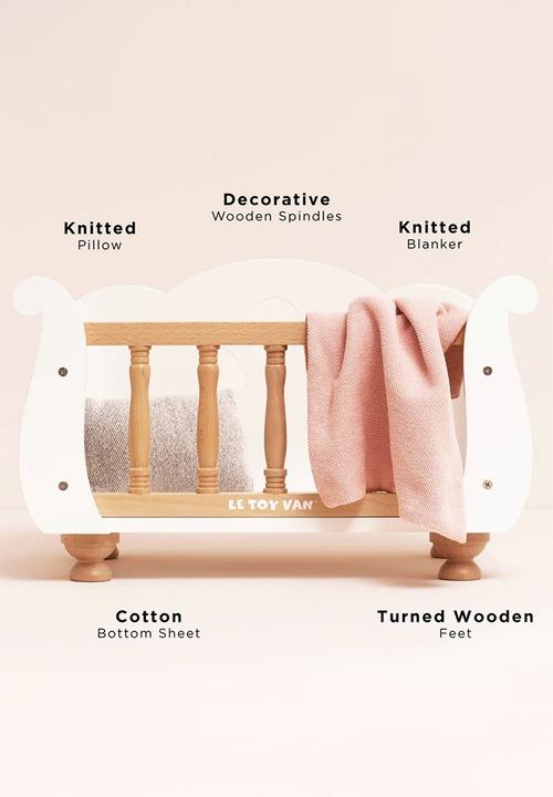 Le Toy Van - Dolls Wooden Cot - white/beige