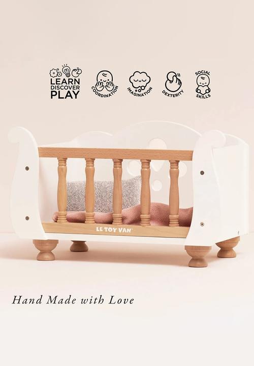 Le Toy Van - Dolls Wooden Cot - white/beige