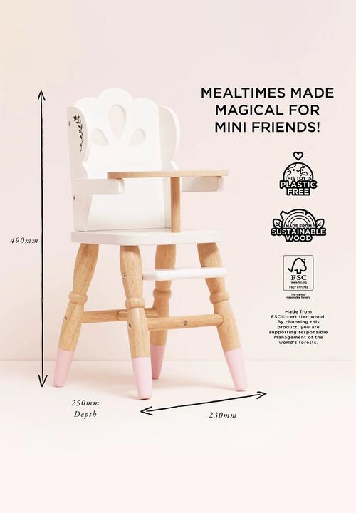 Le Toy Van - Dolls Wooden High Chair - beige
