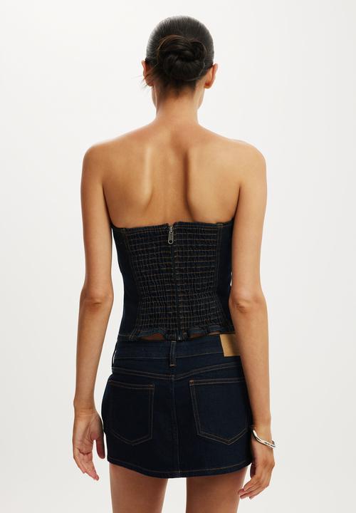 Cotton On - Denim corset - aries blue