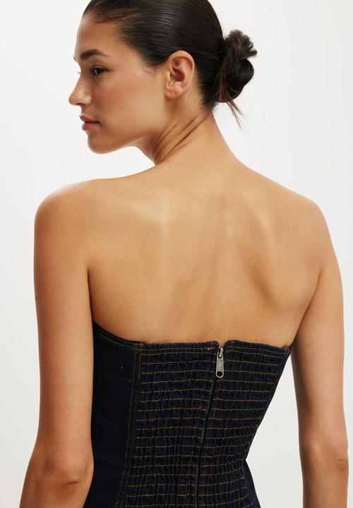 Cotton On - Denim corset - aries blue