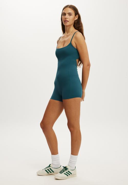 Cotton On - Ultra Luxe Twist Back Shortie Onesie - Tidal Teal