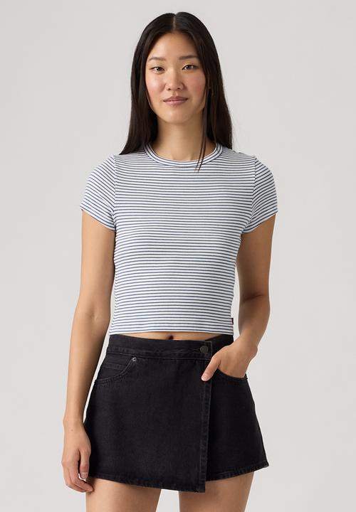 Levi’s® - Hayes cropped tee - ava stripe cloud dancer sunshine blue rib knit
