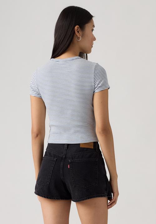 Levi’s® - Hayes cropped tee - ava stripe cloud dancer sunshine blue rib knit