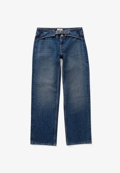 Cotton On - Belted low rise straight jean - scorpio blue 